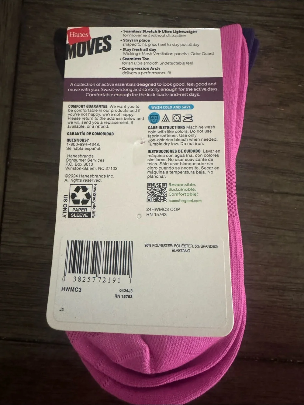 Hanes Moves Seamless Stretch women’s Mid Crew Socks - Purple